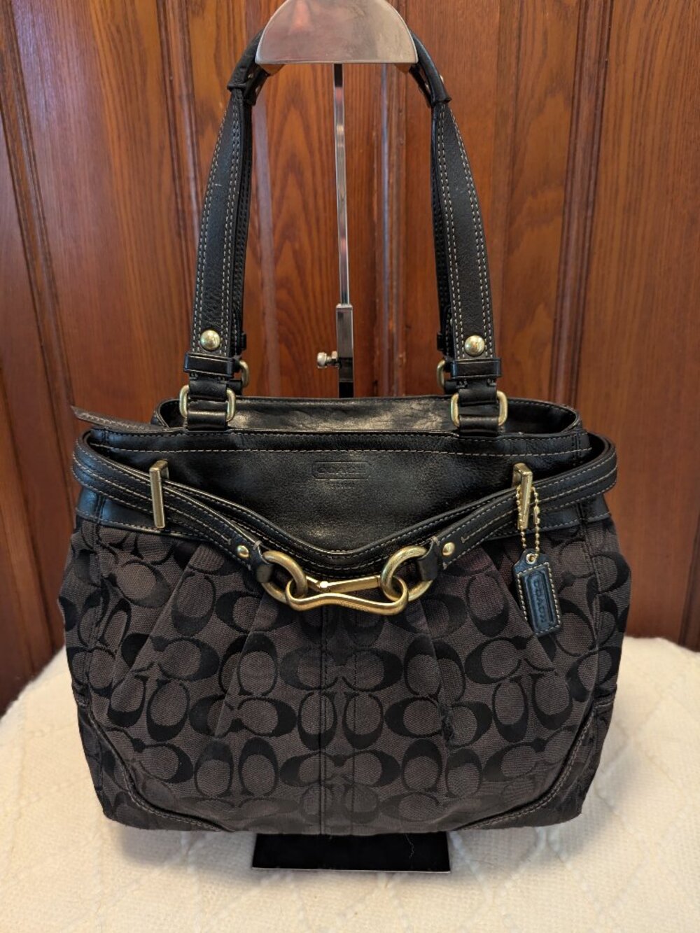 Coach Y2K Hamptons Black Signature Canvas Tote